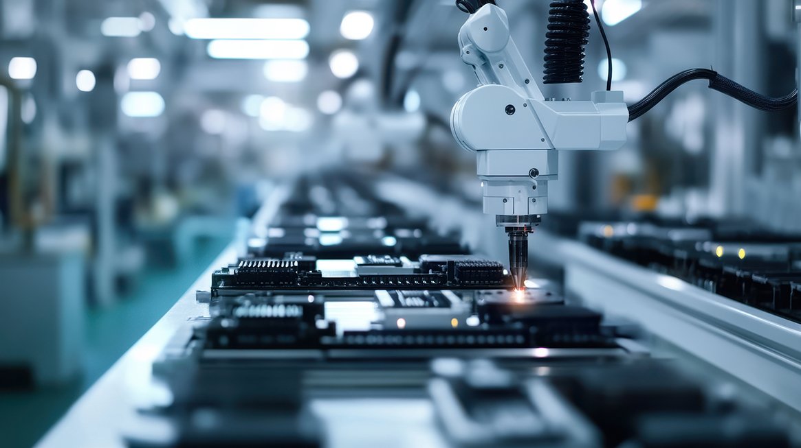 Advanced electronics factory in Japan, producing high-tech components.