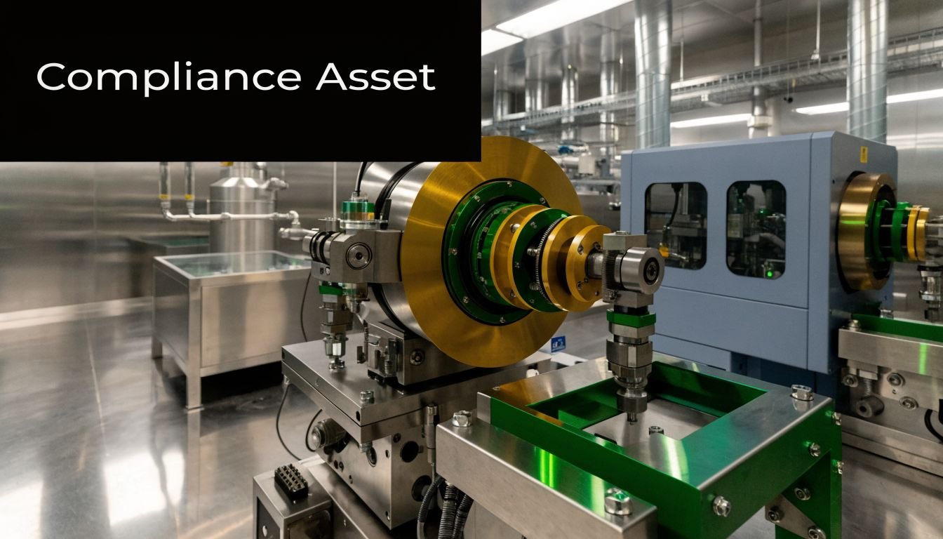 A close-up view of industrial precision machinery used for advanced automation in a clean manufacturing facility.