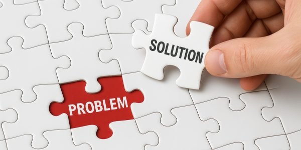 A hand carefully places the final jigsaw puzzle piece, symbolizing the successful resolution of a complex problem.  This image represents problem-solving, strategic planning, teamwork, and the achievement of goals. Ideal for business, management, and success-related concepts.