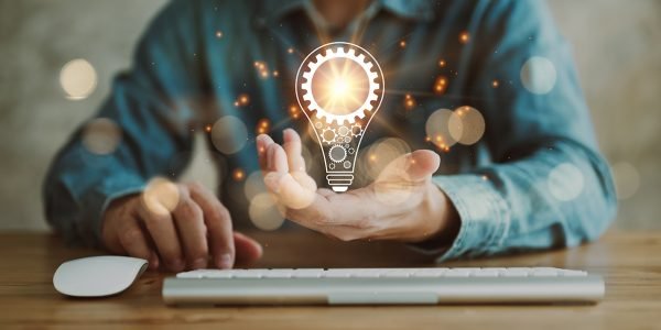 Innovation. Hands holding light bulb for Concept new idea concept with innovation and inspiration, innovative technology in science and communication concept,